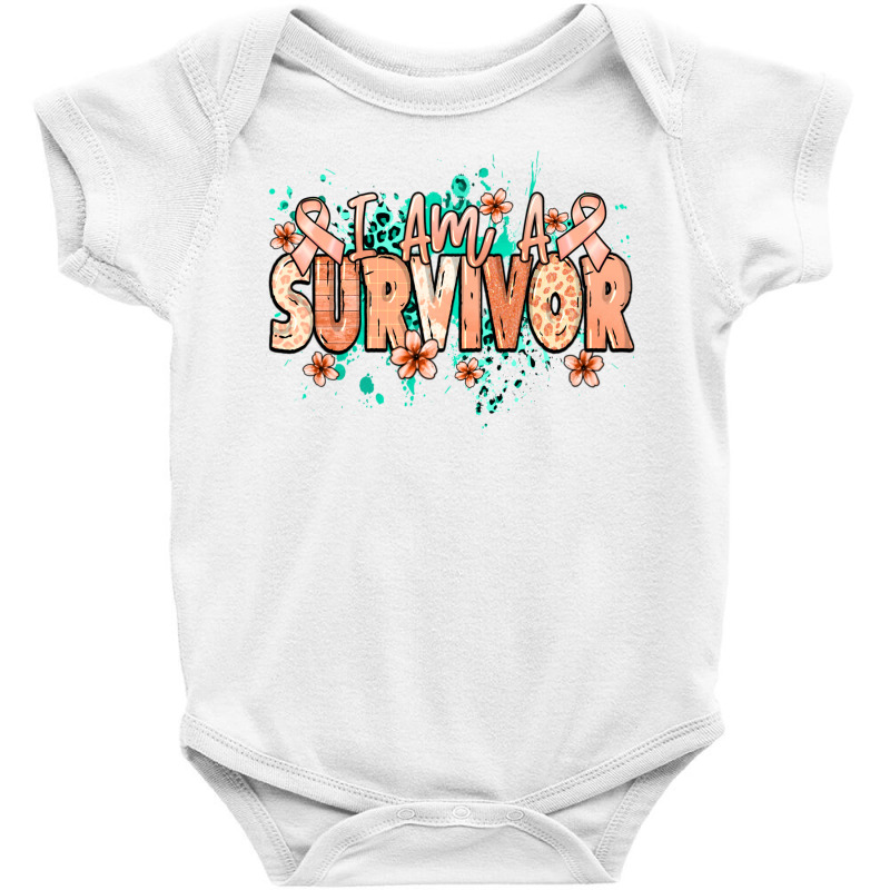 I Am A Survivor Peach Ribbon Baby Bodysuit | Artistshot