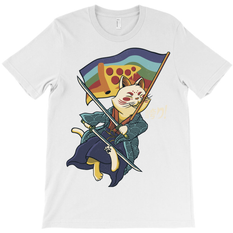 Katana Cat Rainbow Flag Japanese Style Pizza T-Shirt by Jeorge | Artistshot