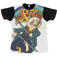 Katana Cat Rainbow Flag Japanese Style Pizza Graphic T-shirt | Artistshot