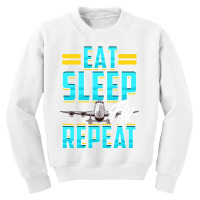 Eat Sleep Fly Repeat Airplane Pilot Aviation Pun ( Youth Sweatshirt | Artistshot