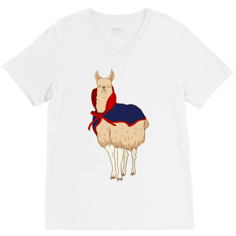 Cute Vampire Llama Halloween Funny Vampire Llama V-Neck Tee by the perfect present | Artistshot