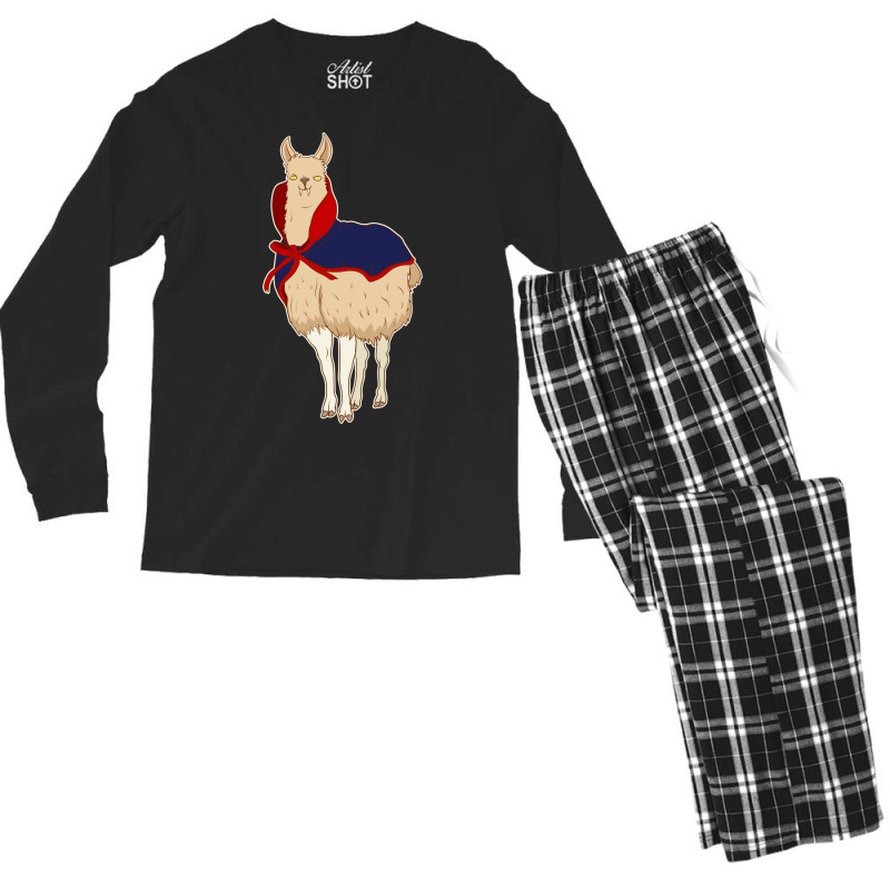 Cute Vampire Llama Halloween Funny Vampire Llama Men's Long Sleeve Pajama Set by the perfect present | Artistshot