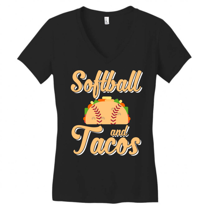 Cute Softball And Tacos Novelty Soft Ball Player Women's V-Neck T-Shirt by the perfect present | Artistshot