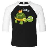 Cute Snail Riding On Turtle Yelling Whee Animals ( Toddler 3/4 Sleeve Tee | Artistshot