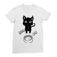 Cute   Funny Hungry Cat Kitty Waiting For Milk Ladies Fitted T-shirt | Artistshot