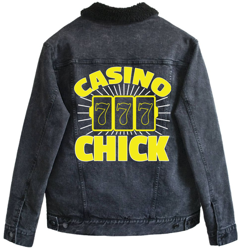 Awesome Casino Chick 7 7 7 Gambling Girl Unisex Sherpa-lined Denim Jacket | Artistshot