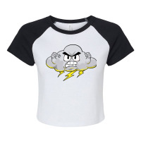 Angry Cloud With Lightning Thunderstorm Weather (2 Raglan Crop Top | Artistshot