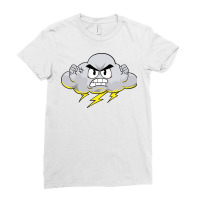 Angry Cloud With Lightning Thunderstorm Weather (2 Ladies Fitted T-shirt | Artistshot