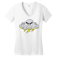 Angry Cloud With Lightning Thunderstorm Weather (2 Women's V-neck T-shirt | Artistshot