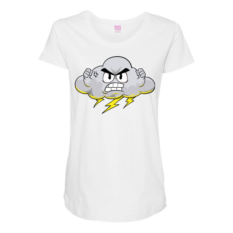 Angry Cloud With Lightning Thunderstorm Weather (2 Maternity Scoop Neck T-shirt by the perfect present | Artistshot