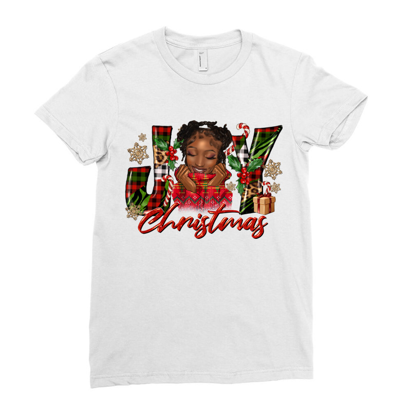 Christmas Joy Black Ladies Fitted T-Shirt by afrowomandigitalshop@gmail.com | Artistshot