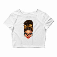 Light Skin Afro Messy Bun Leopard Bow Crop Top | Artistshot