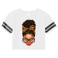 Light Skin Afro Messy Bun Leopard Bow Scorecard Crop Tee | Artistshot