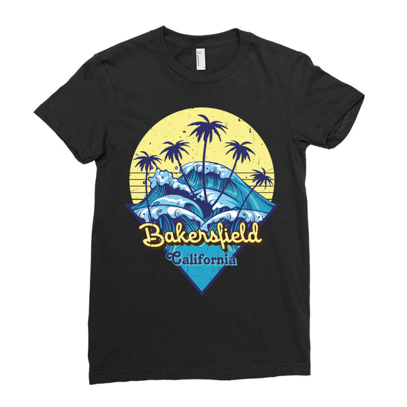 Bakersfield   California State,retro Beach Design Ladies Fitted T-Shirt by RozakArt | Artistshot