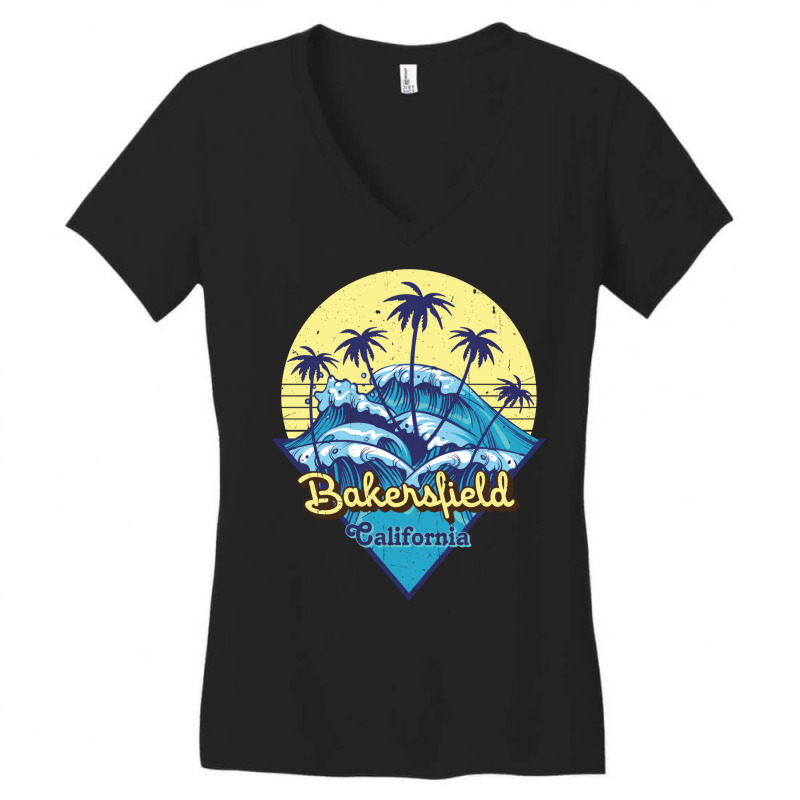 Bakersfield   California State,retro Beach Design Women's V-Neck T-Shirt by RozakArt | Artistshot