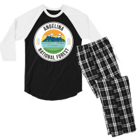 Angelina National Forest Retro Sign Men's 3/4 Sleeve Pajama Set | Artistshot