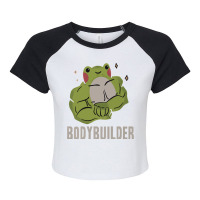 Bodybuilder Frog Raglan Crop Top | Artistshot