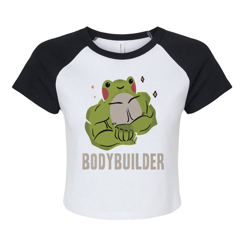 Bodybuilder Frog Raglan Crop Top by avitendut | Artistshot