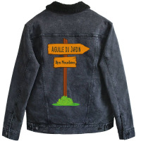 Aiguille Du Jardin, Alps Mountains Sign Unisex Sherpa-lined Denim Jacket | Artistshot