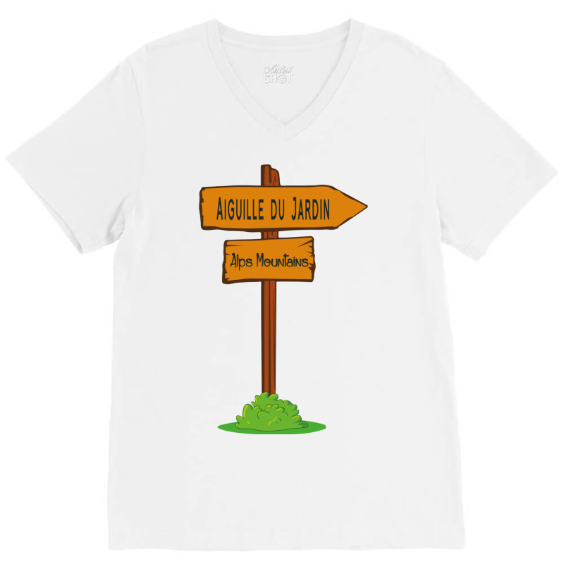 Aiguille Du Jardin, Alps Mountains Sign V-neck Tee | Artistshot