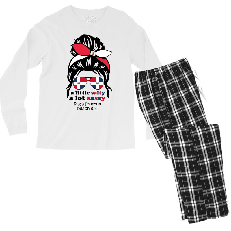 A Lot Sassy Dominican Beach Girl   Playa Fronton Men's Long Sleeve Pajama Set | Artistshot