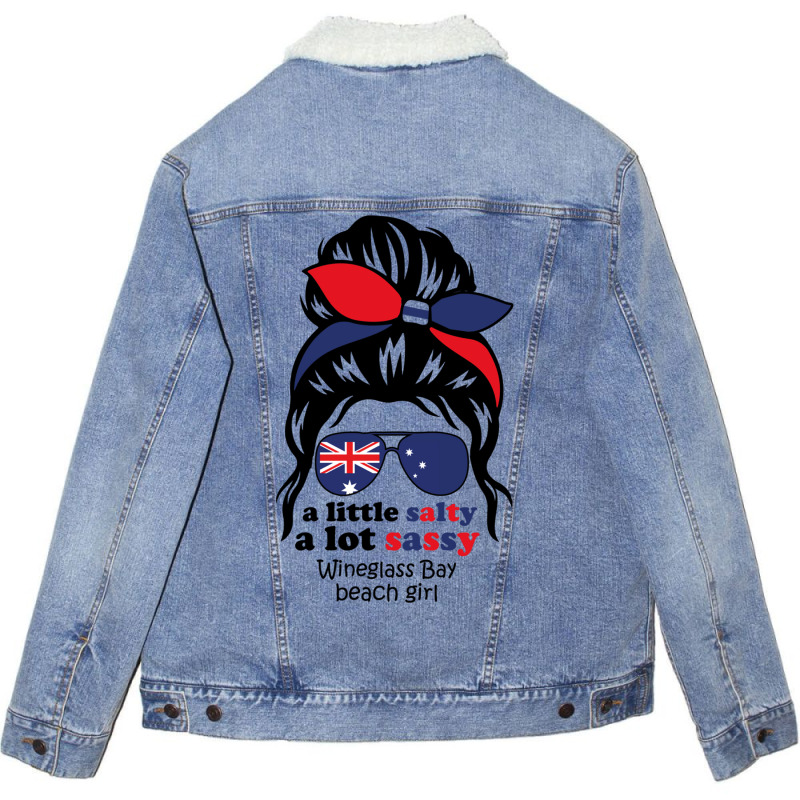 A Lot Sassy Beach Girl  Wineglass Bay Beach,austra Unisex Sherpa-lined Denim Jacket | Artistshot