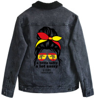 A Lot Sassy Beach Girl  S Alga Beach, Spain Unisex Sherpa-lined Denim Jacket | Artistshot