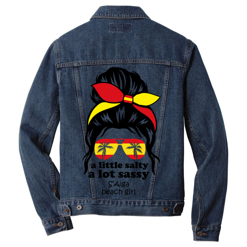 A Lot Sassy Beach Girl  S Alga Beach, Spain Men Denim Jacket | Artistshot