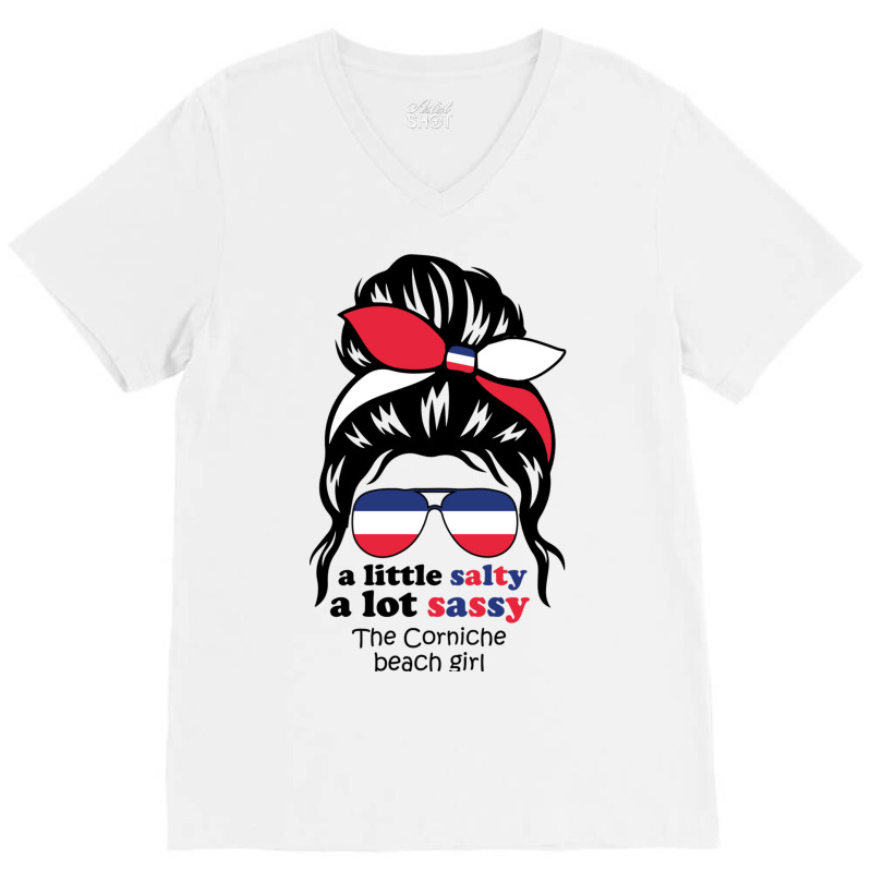 A Lot Sassy Beach Girl   The Corniche,france V-neck Tee | Artistshot