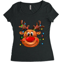 Reindeer With Christmas Lights Women's Triblend Scoop T-shirt | Artistshot