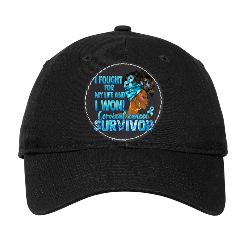 Cervical Cancer Survivor Black Woman Adjustable Cap - Leatherette Patch by afrowomandigitalshop@gmail.com | Artistshot