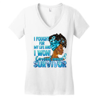 Cervical Cancer Survivor Black Woman Women's V-neck T-shirt | Artistshot