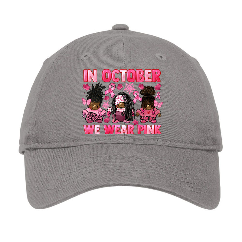 In October We Wear Pink Breast Cancer Afro Gnomies Adjustable Cap | Artistshot