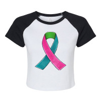 Metastatic Breast Cancer Ribbon Raglan Crop Top | Artistshot