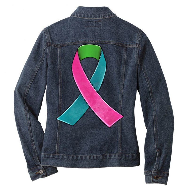 Metastatic Breast Cancer Ribbon Ladies Denim Jacket by JahusDesignShop | Artistshot