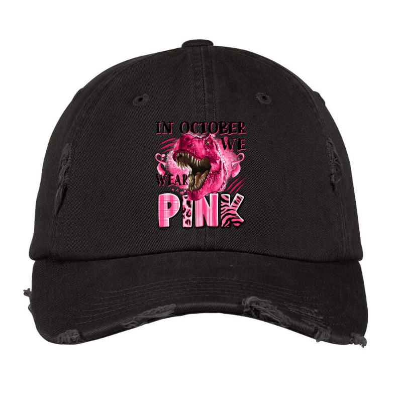 In October We Wear Pink Dinosaur Vintage Cap by LillyAllenDesigns | Artistshot