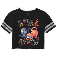 Cute Cat Kitty Playing Music Note Clef Musician Ar Scorecard Crop Tee | Artistshot