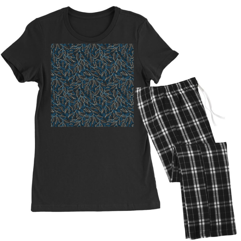 Nature Pattern T  Shirt Minimalist Leaf Line Art Illustration As A Sea Women's Pajamas Set by cocksfootarmpit | Artistshot