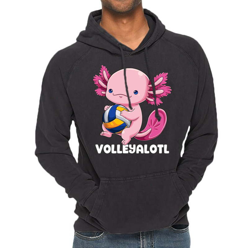 Axolotl Volleyball Player Mexican Salamander Fish Vintage Hoodie | Artistshot