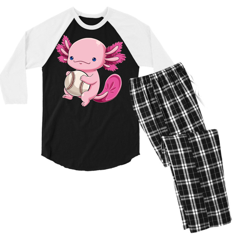 Axolotl Baseball Player Baseballotl Mexican Salama Men's 3/4 Sleeve Pajama Set | Artistshot