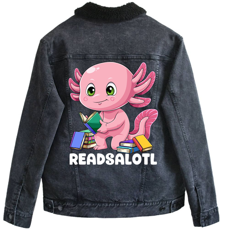 Axolotl Book Reading Bookworm Readsalotl Mexican S Unisex Sherpa-lined Denim Jacket | Artistshot