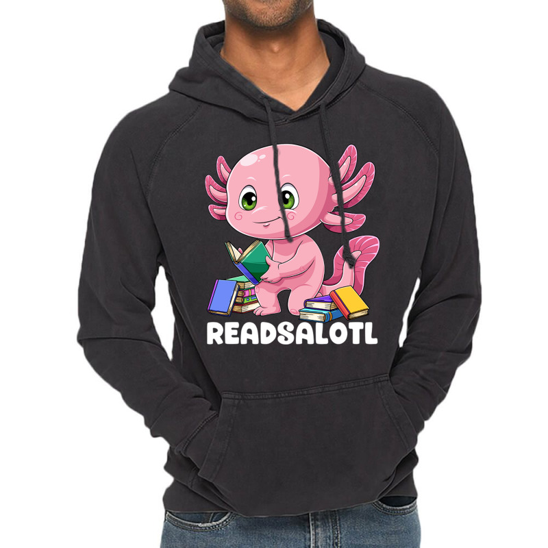 Axolotl Book Reading Bookworm Readsalotl Mexican S Vintage Hoodie | Artistshot