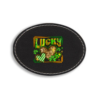 Lucky St Patricks Day Hearts Oval Leatherette Patch | Artistshot