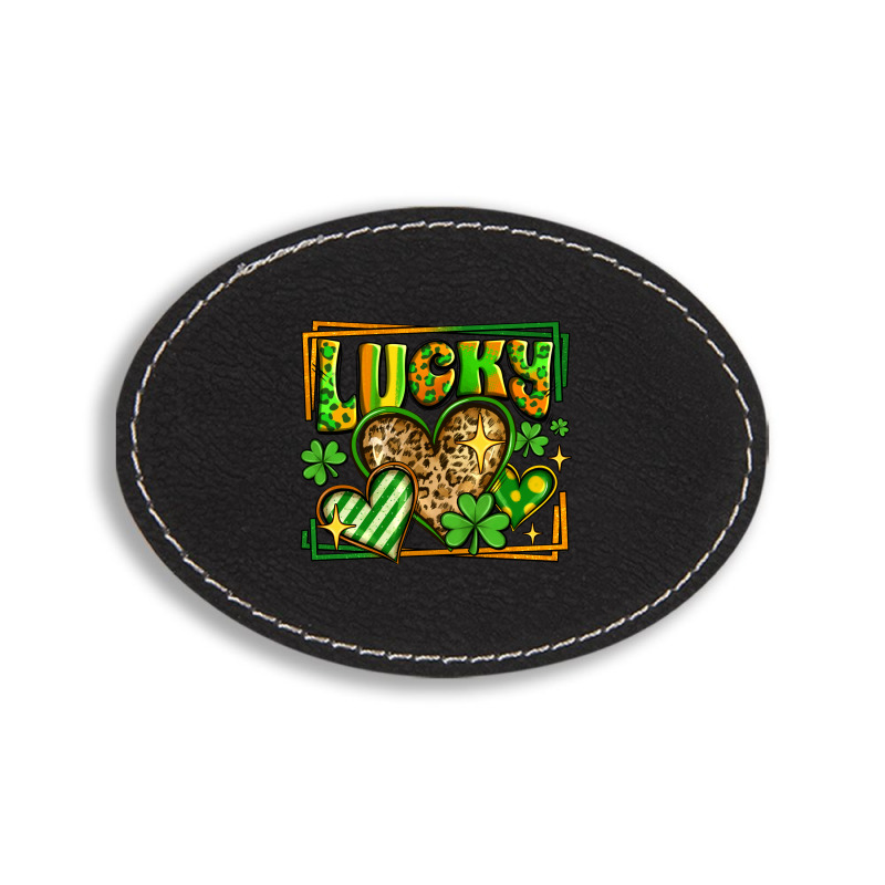 Lucky St Patricks Day Hearts Oval Leatherette Patch | Artistshot