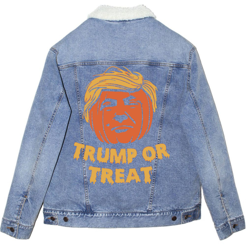 Donald Trump Or Treat Halloween Unisex Sherpa-lined Denim Jacket | Artistshot