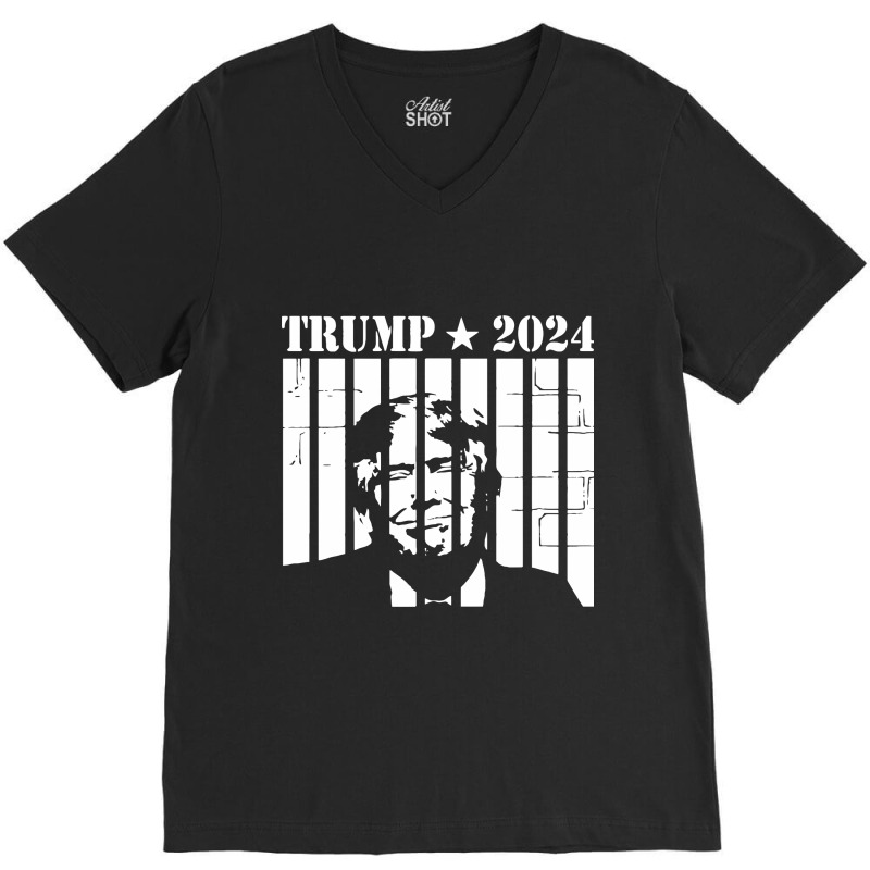 Donald Trump Prison Mugshot V-neck Tee | Artistshot