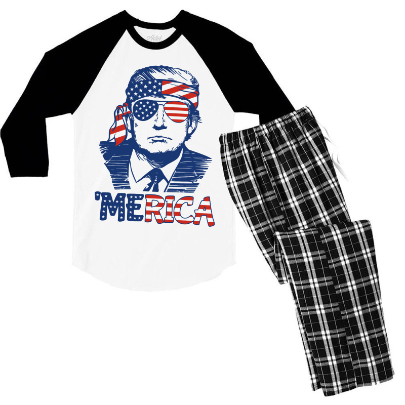 Trump 'merica Men's 3/4 Sleeve Pajama Set | Artistshot