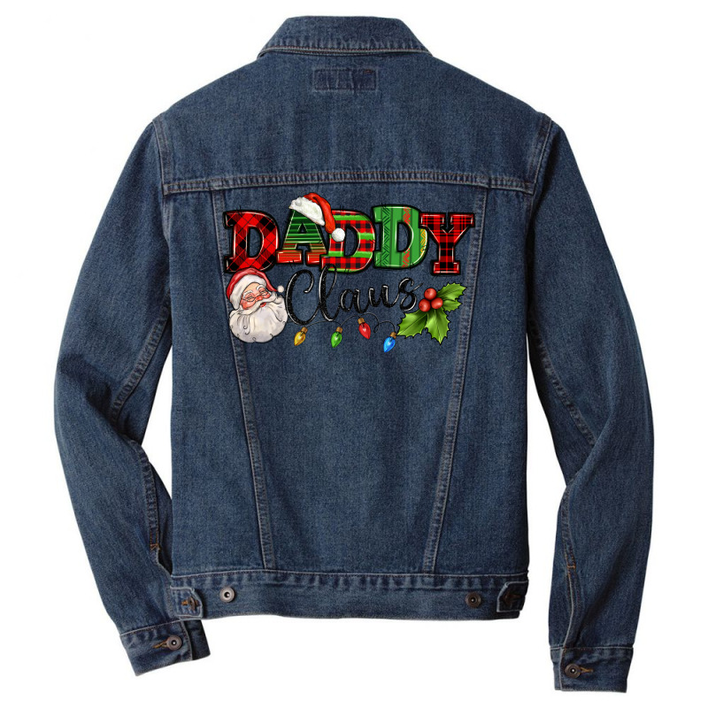 Daddy Claus Santa Christmas Lights And Holly Men Denim Jacket by NancyCooperArtShop | Artistshot