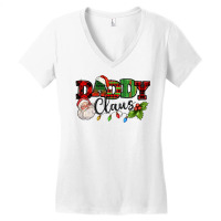 Daddy Claus Santa Christmas Lights And Holly Women's V-neck T-shirt | Artistshot