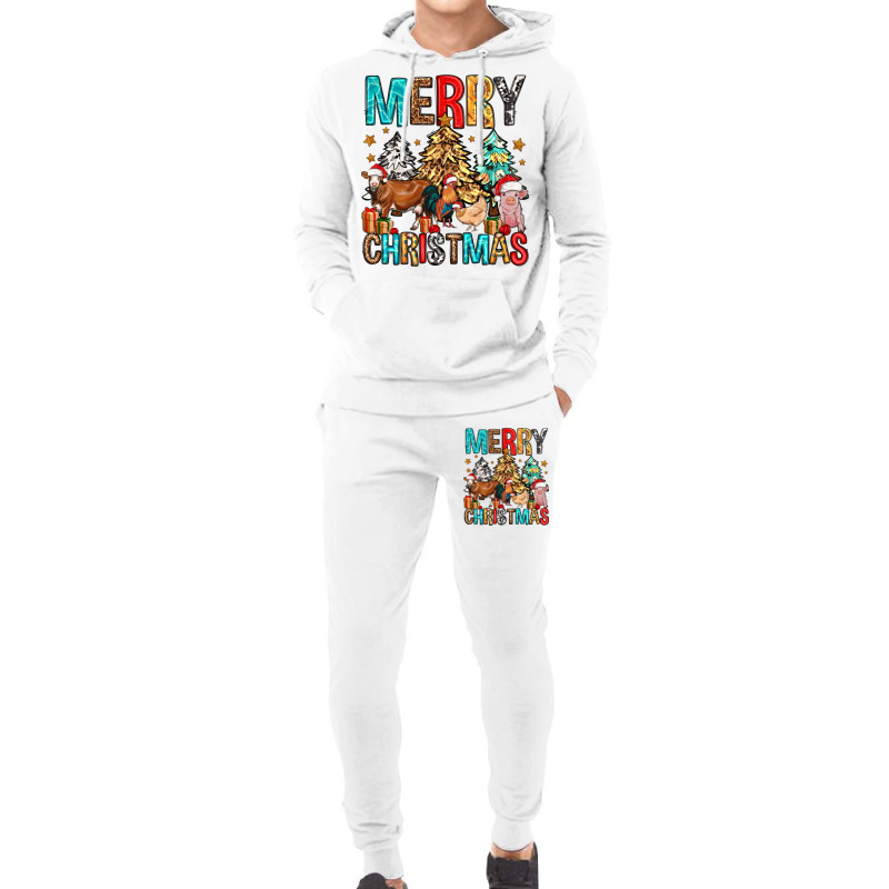 Merry Christmas Trees Farm Animals Hoodie & Jogger set by Neo Western | Artistshot